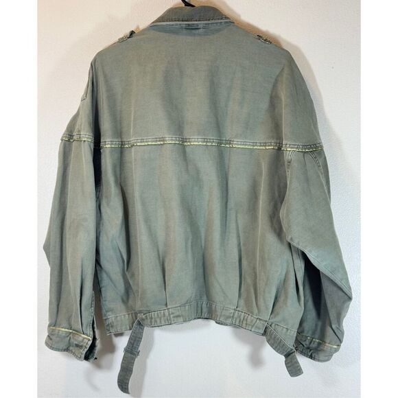 Free People Moss Green Military Oversized Button Front Jacket Women's Small - Picture 4 of 12